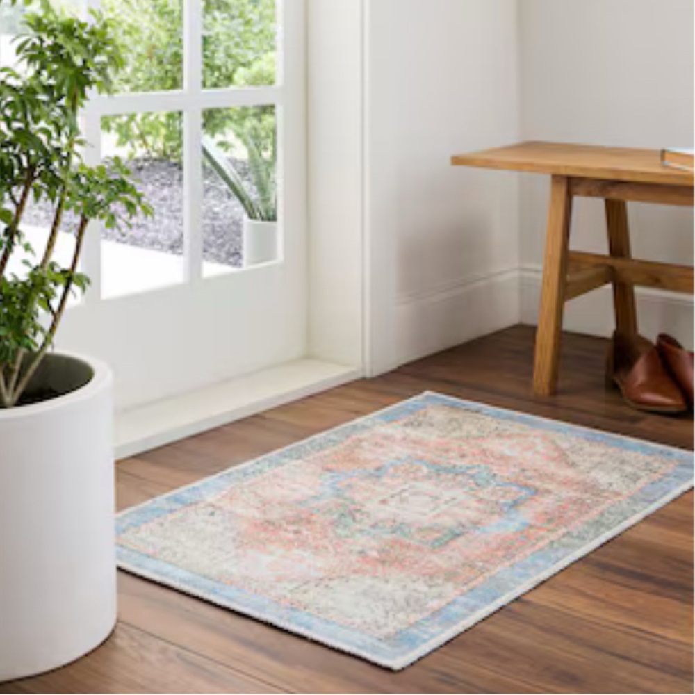 allen + roth Amelie Chenille Coral Indoor Medallion Area Rug